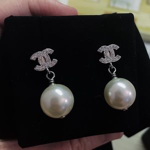 Chanel Pearl Earrings/ Silver/ With box